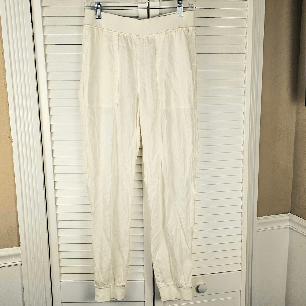 Faherty Womens White Arlie Day Linen Blend Pants Medium